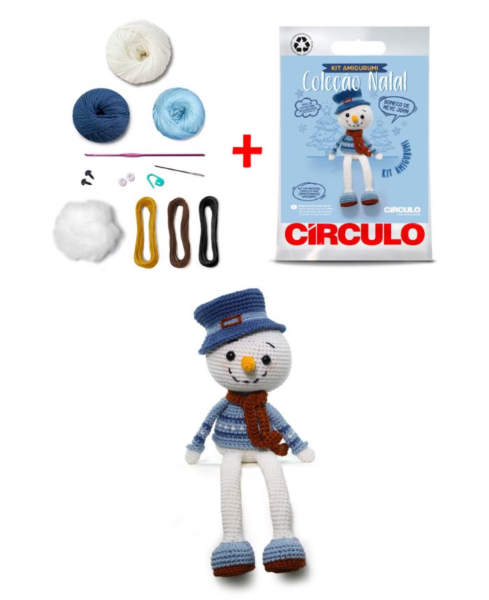 Kit Amigurumi Natal 2024 - Boneco de Neve John